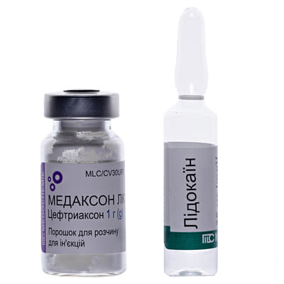 Медаксон ЛК порошок по 1 г у флаконі із розчинником (лідокаїн) 1 шт.