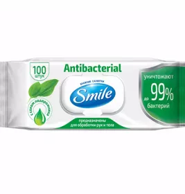 Салфетки Smile Antibacterial с соком подорожника №100