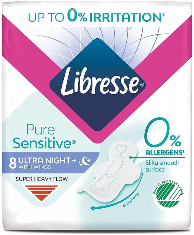 *Прокладки Libresse Pure Sensitive Ultra Night + Нічні №8