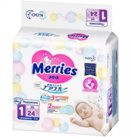 *Merries підгузники д/дітей Newborn (0-5кг) 24шт