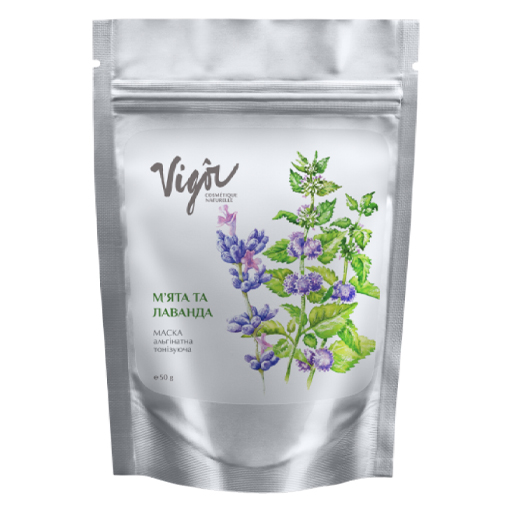 *Маска для обличчя Vigor CN альгінатна тонізуюча М'ята-лаванда 200г