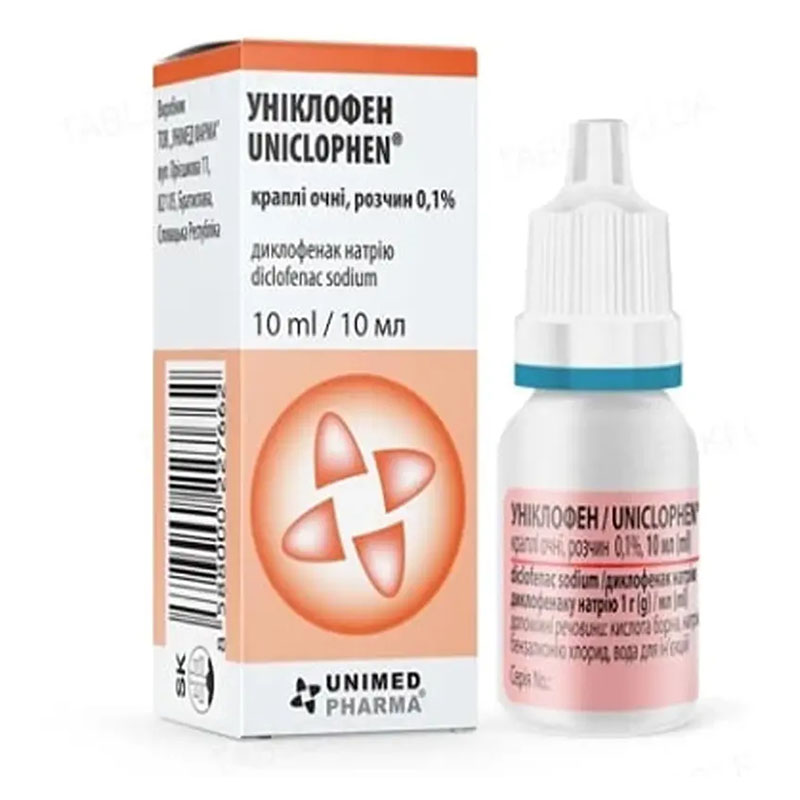 Уніклофен краплі очні 0,1% по 10 мл у флаконі 1 шт.
