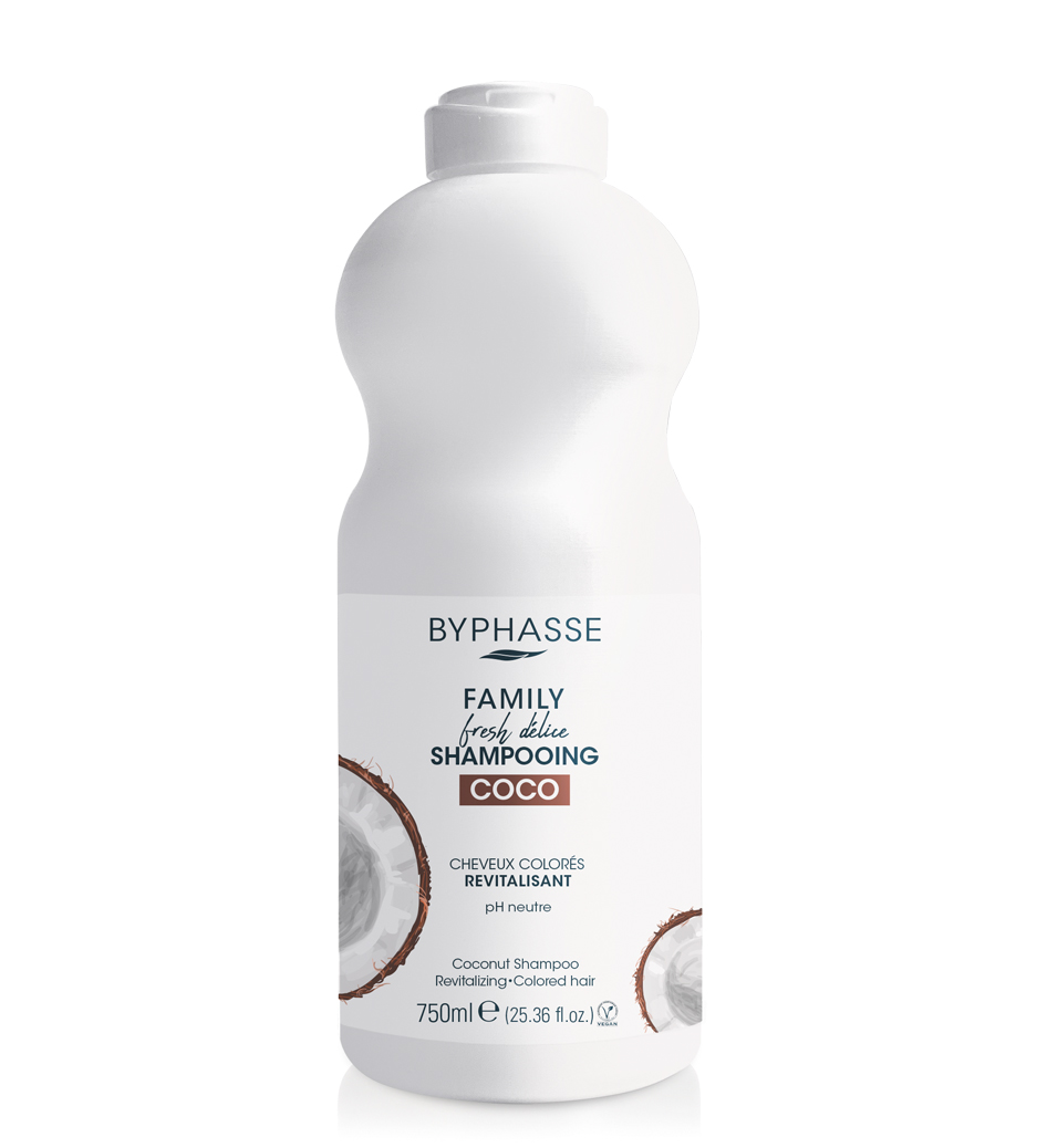 Шампунь Byphasse Family FRESH DELICE для окрашенных волос с кокосом 750 мл Шампунь Byphasse Family FRESH DELICE для окрашенных волос с кокосом 750 мл