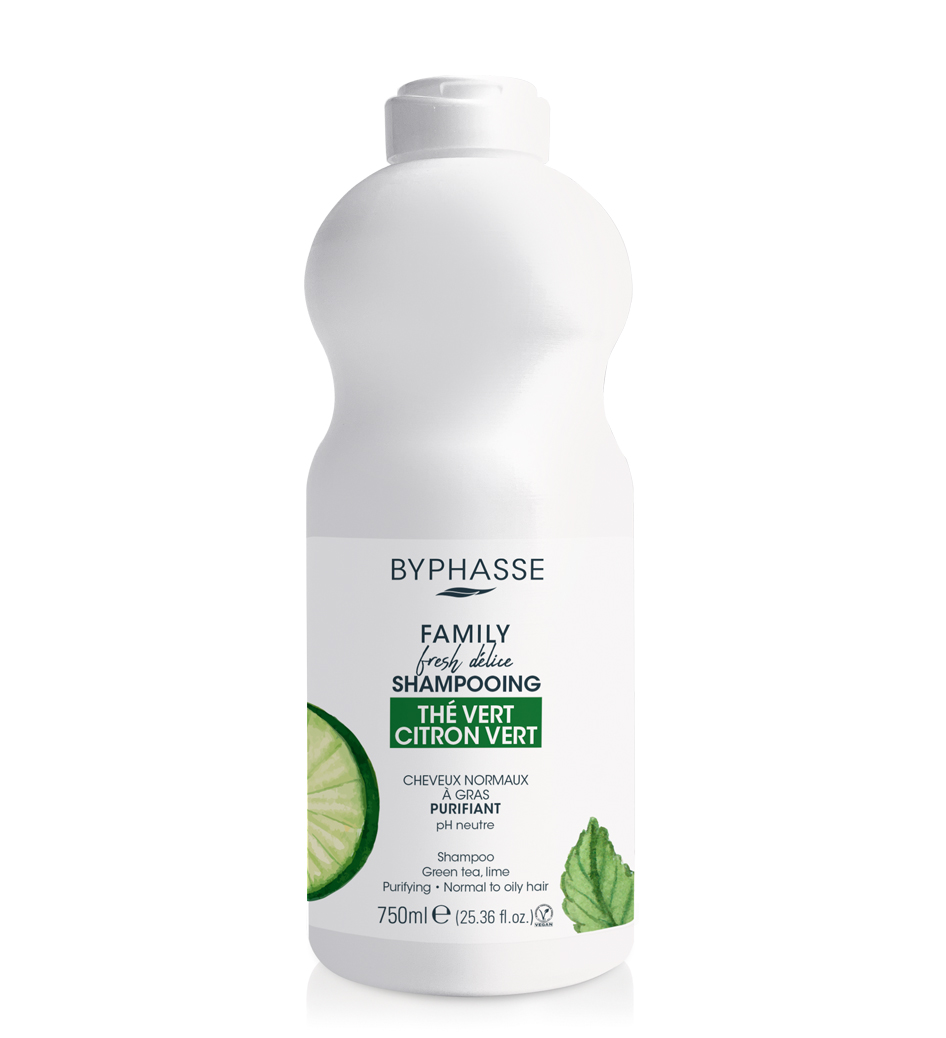 *Шампунь Byphasse Family FRESH DELICE для нормального та жирн волосся з лаймом та зел.чаєм 750 мл
