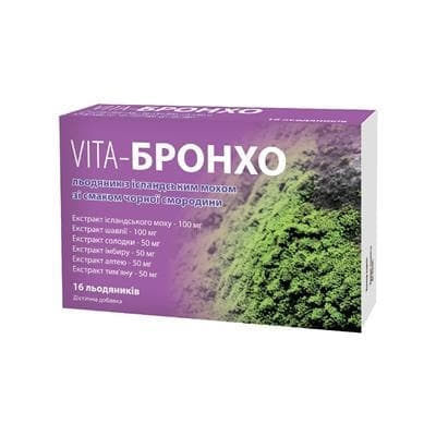 *VITA Бронхо льодяники з ісландським мохом та чорною смородиною №16