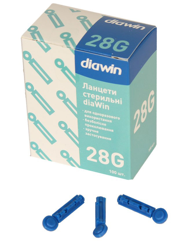 *Ланцети Diawin мед. стер. 28G №100