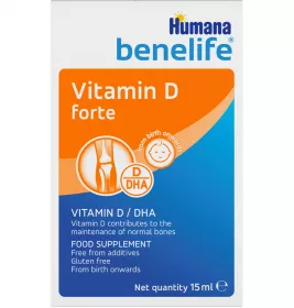 Humana benelife Бенелайф Вит D3 400 МО+ DHA краплі, для дітей з народження 15мл 