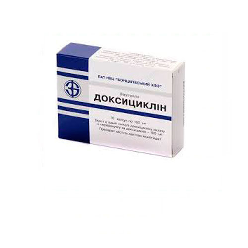 Доксицикліну гідрохлорид капсули по 0.1 г 10 шт.