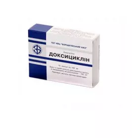 Доксицикліну гідрохлорид капсули по 0.1 г 10 шт.