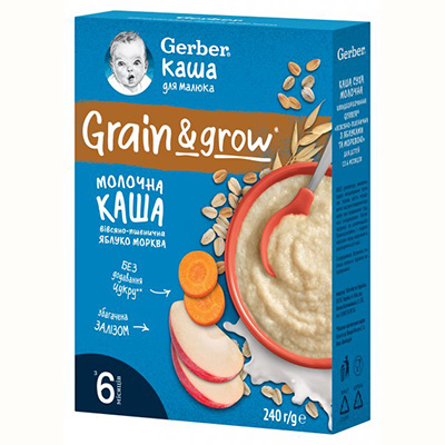 Каша Gerber молочная овсяно-пшеничная яблоко, морковь 240г Каша Gerber молочная овсяно-пшеничная яблоко, морковь 240г