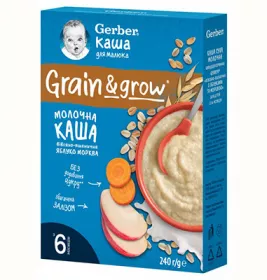 Каша Gerber молочная овсяно-пшеничная яблоко, морковь 240г