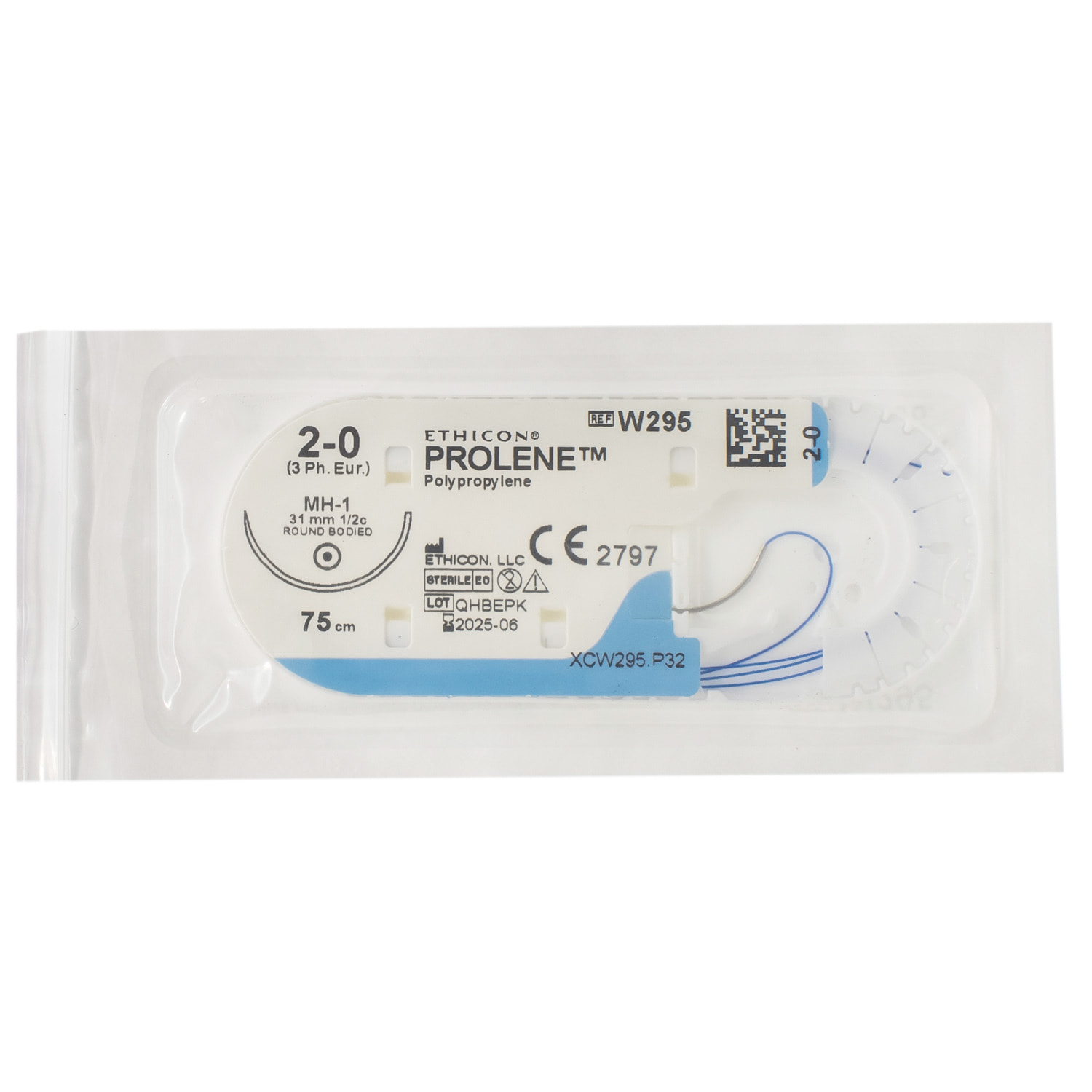 *Пролен USP 2/0 W295  н/розсмокт. голка кол. 31мм 1/2 кола 75см 