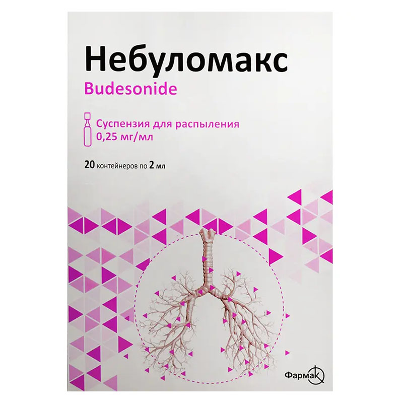 Небуломакс суспензія 0,25 мг/мл по 2 мл 20 шт. (5х4) у контейнері
