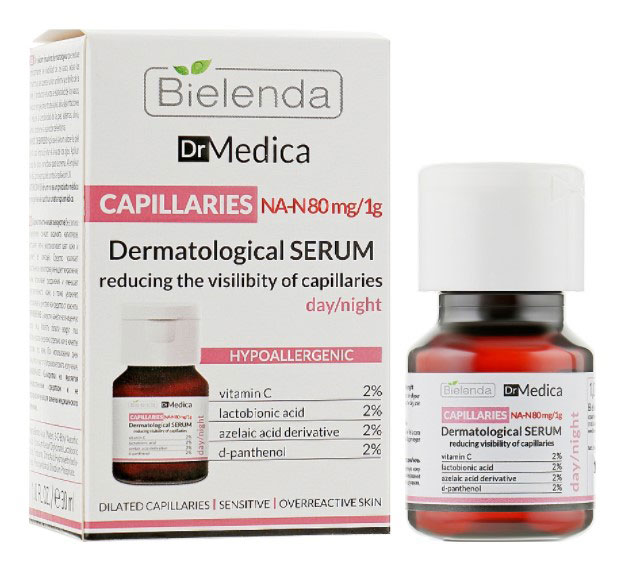 *Сироватка Bielenda Доктор Медика Купероз д/зменшення почервоніння день/ніч 30мл