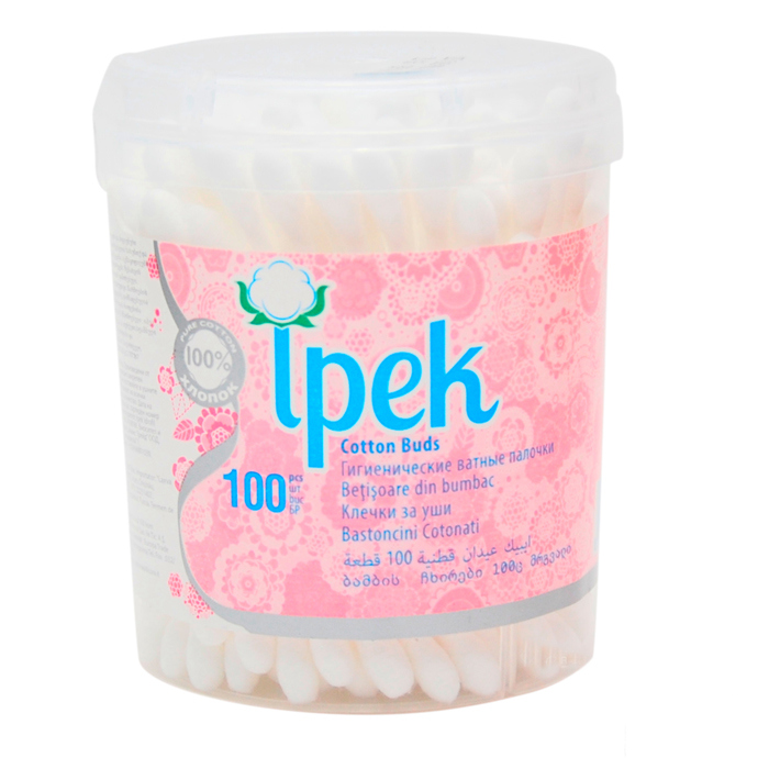 *Ватні палички Ipek 100 шт кругла коробка