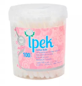 *Ватні палички Ipek 100 шт кругла коробка