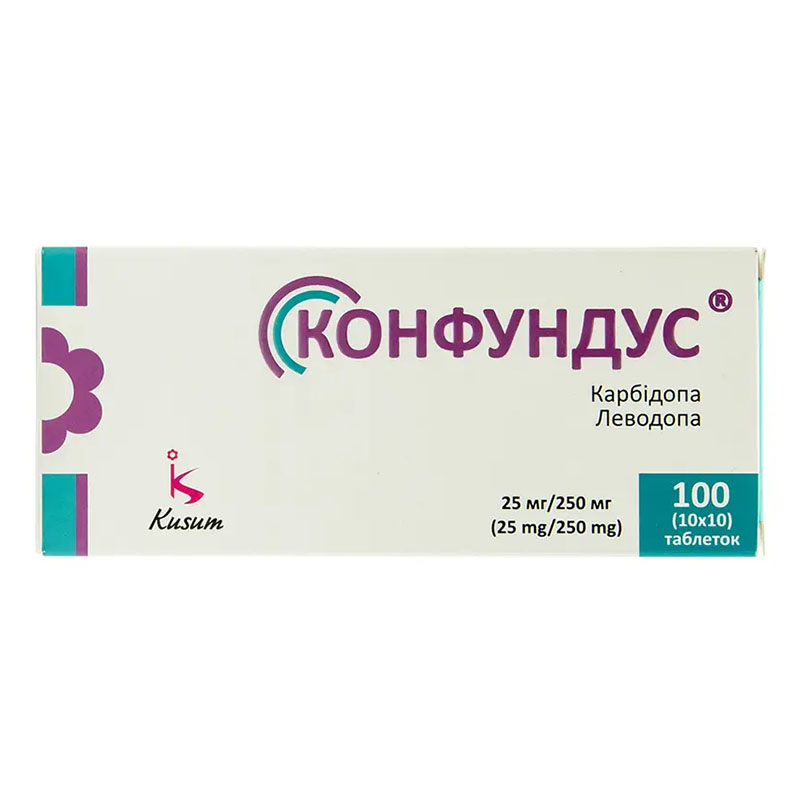 Конфундус таблетки по 25 мг/250 мг 100 шт. (10х10) Конфундус таблетки по 25 мг/250 мг 100 шт. (10х10)