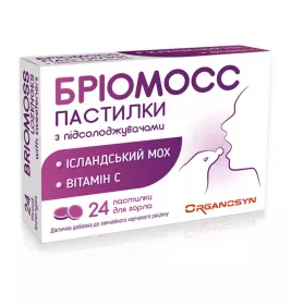 Бріомосс пастилки від болю в горлі з підсолоджувачем №24