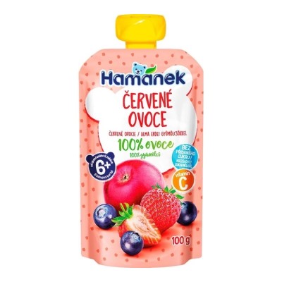 Пюре Hamanek яблоко, черника, клубника 100 г (пауч) Пюре Hamanek яблоко, черника, клубника 100 г (пауч)