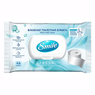 *Smile влажная туалетная бумага Fresh 44шт клапан *Smile влажная туалетная бумага Fresh 44шт клапан
