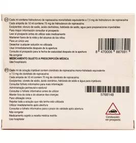 Ропівакаїн-Віста розчин для інфузій 7.5 мг/мл в ампулах по 10 мл 5 шт.