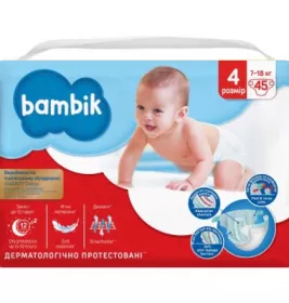 *Bambik підгузки дитячі Jumbo 4 Maxi (7-18кг) 45шт