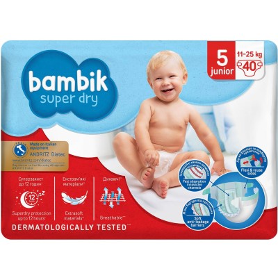 *Bambik підгузки дитячі Jumbo 5 Junior (11-25кг) 40шт