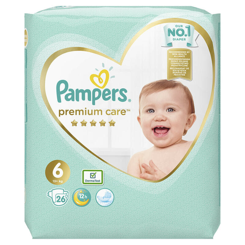 *PAMPERS підгузки Premium Care 6 giant (13+кг) 26шт