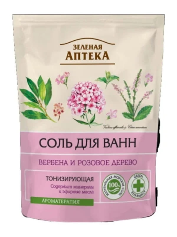 *Сіль д/ванн Зелена аптека Вербена та троянд. дерево 500г