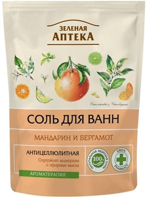 *Сіль д/ванн Зелена аптека Мандарин та бергамот 500г