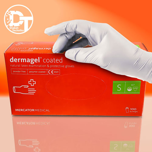 *Перчатки Mercator Medical Dermagel Coated н/ст. латекс. б/пудры р. S (пара)