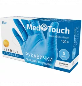 *Рукавички Med Touch н/ст. нітрил. сині р. S №100