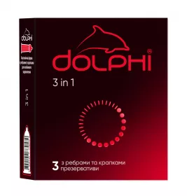 *Презервативы Dolphi Три в одном с точками и ребрами №3