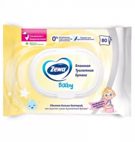 *Туалетний папір Zewa Baby вологий №80