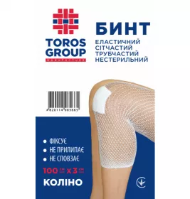 *Бинт Торос Груп еластичний сітчастий трубчастий 100 х 3 см коліно