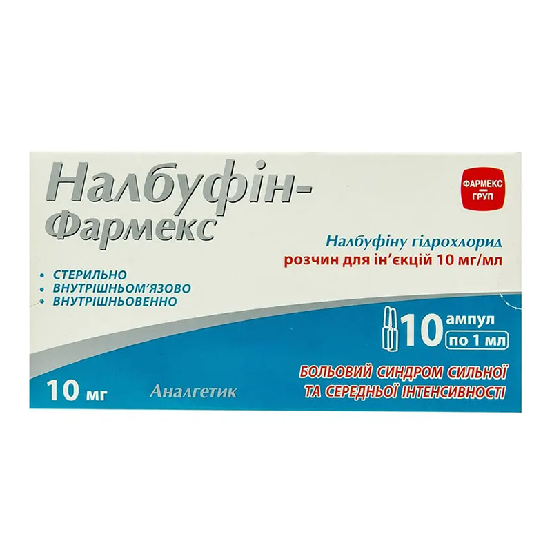 Налбуфин-Фармекс раствор для инъекций 10 мг/мл в ампулах по 1 мл 10 шт. (5х2) Налбуфин-Фармекс раствор для инъекций 10 мг/мл в ампулах по 1 мл 10 шт. (5х2)