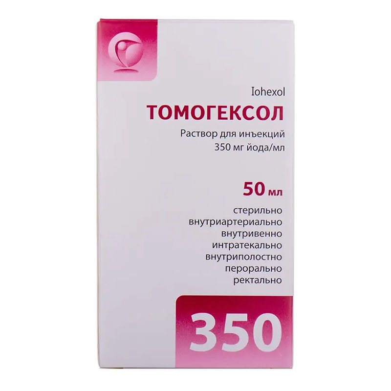Томогексол розчин для ін'єкцій 350 мг йоду/мл по 50 мл у флаконі 1 шт.