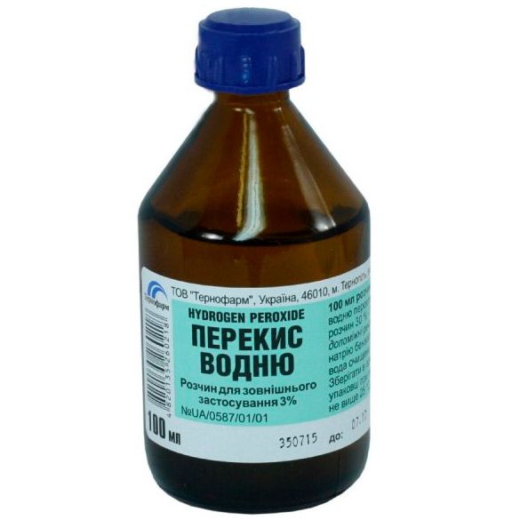 Перекис водню розчин 3% по 100 мл у флаконі 1 шт. - Тернофарм