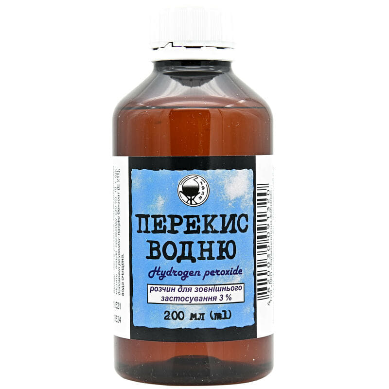 Перекис водню розчин 3% по 200 мл у флаконі 1 шт. - Житомирська ФФ