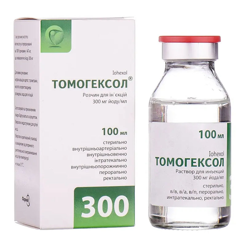 Томогексол розчин для ін'єкцій 300 мг йоду/мл по 100 мл у флаконі 1 шт.