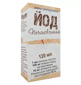 Йод Печаєвський розчин 10% по 120 мл у флаконі