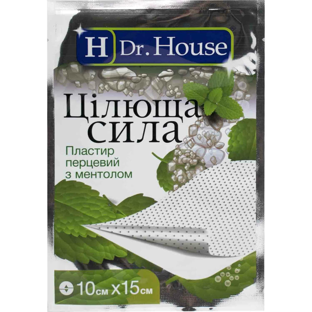 *Пластир мед. перфор. Dr. House Цілюща сила знебол. з ментолом 10 х15 см 1шт