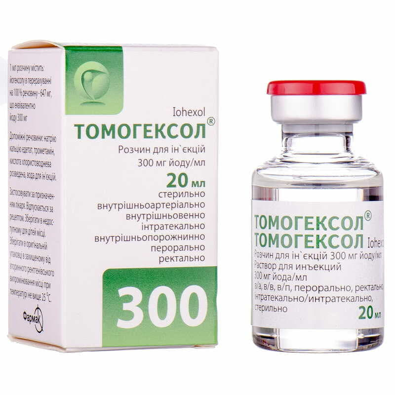 Томогексол раствор для инъекций 300 мг йода/мл по 20 мл во флаконе 1 шт. Томогексол раствор для инъекций 300 мг йода/мл по 20 мл во флаконе 1 шт.