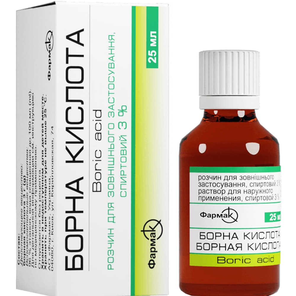Борна кислота розчин 3% по 25 мл у флаконі - Фармнатур