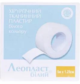 *Лейкопластир ЛЕОПЛАСТ білый 5мх1,25 см без катушки п/уп