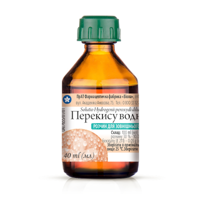Перекис водню розчин 3% по 40 мл у скляному флаконі 1 шт. - Віола