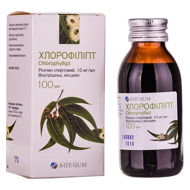 Хлорофіліпт розчин спиртовий 10 мг/мл по 100 мл у флаконі - Артеріум