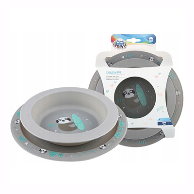 Набір посуду Canpol 56/523 з 2х елементів EXOTIC ANIMALS сірий