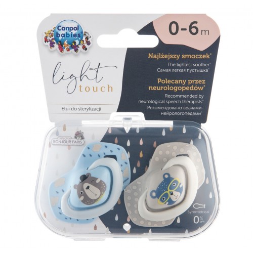 Пустушка Canpol 22/647 силіконова симетрична 0-6 міс BONJOUR PARIS 2 шт блакитна