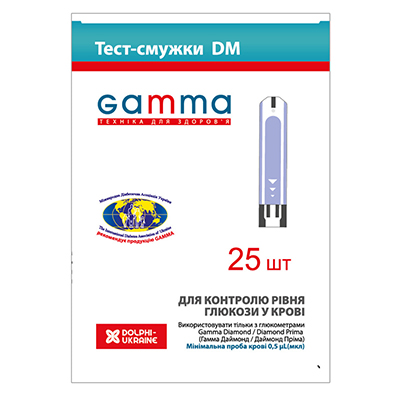 Тест-полоски Gamma DM для глюкометра №25 Тест-полоски Gamma DM для глюкометра №25